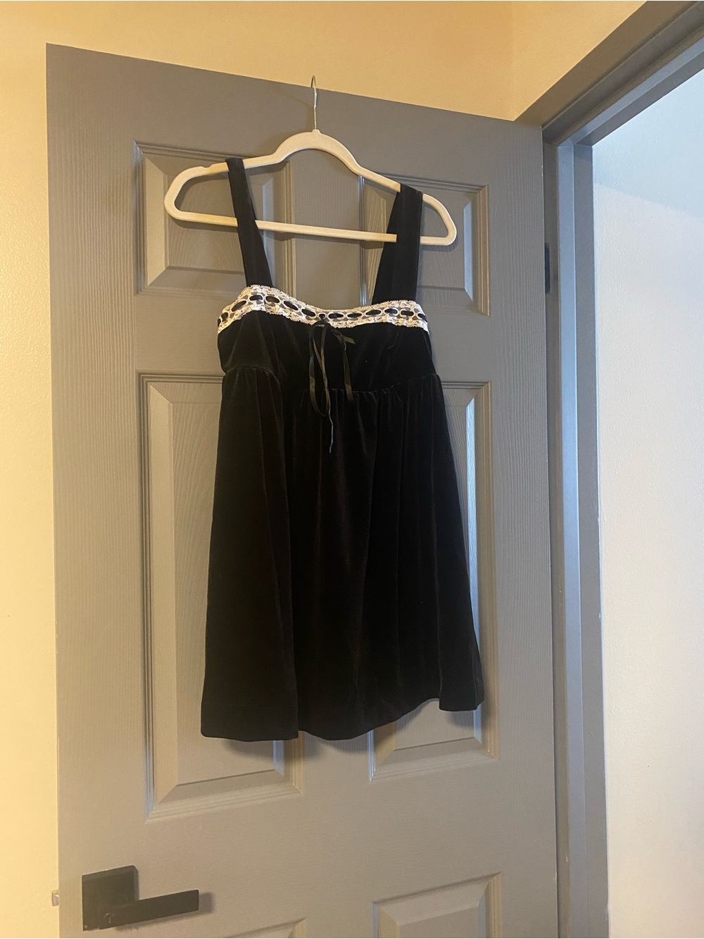 Altar'd State Black Dress with White Lace Accents